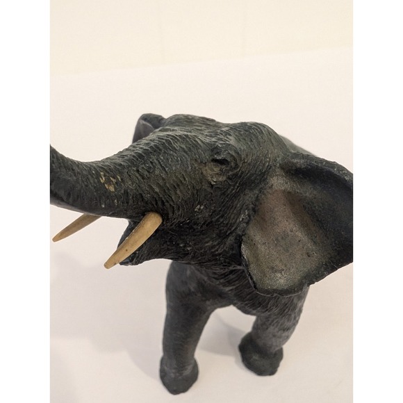 Vintage Spelter/Cast Metal Elephant Figurine Trunk Up 5" Green Patina Good Luck - Picture 10 of 13